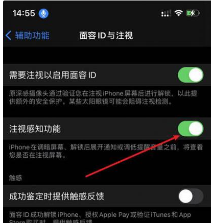 兴国苹果14维修网点分享iPhone14注视感知功能有什么用 